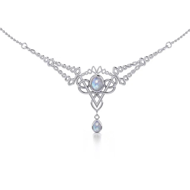 Celtic Knot .925 Sterling Silver Necklace Choice Gem Peter Stone Filigree Twist