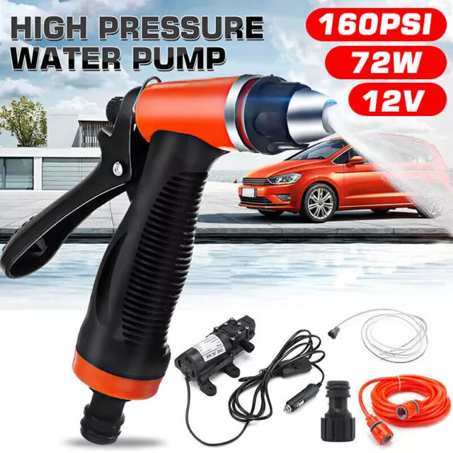 Portable 72W 12V Car High Pressure Washer Water Pump Kit Jet Wash Cleaner Hose