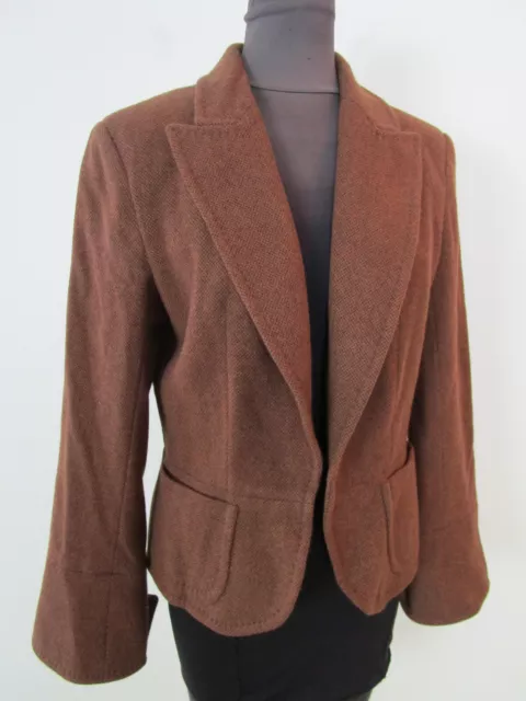 PERUVIAN CONNECTION Women's 8 Brown Tweed Angora Wool Baby Alpaca Blazer Jacket