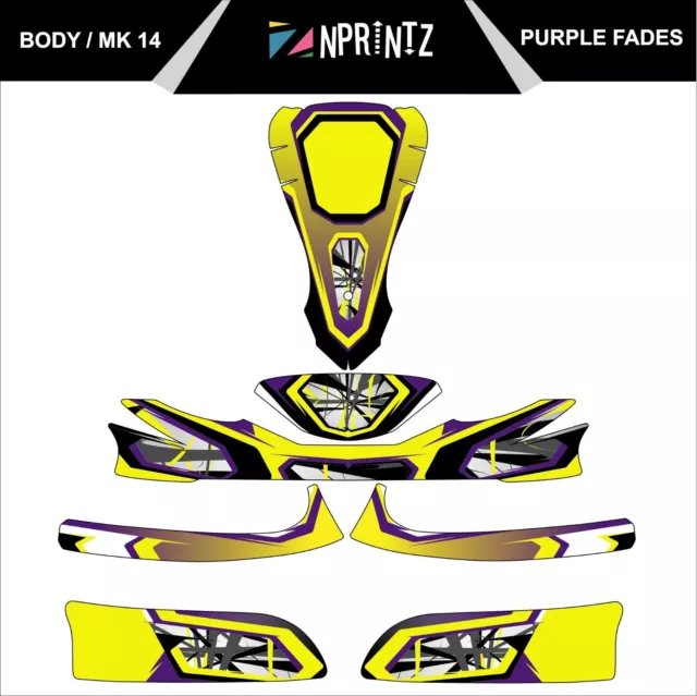 Mk 14 Purple Fades Full Kart Sticker Kit - Karting - Otk - Evk-Cadet-Rookie