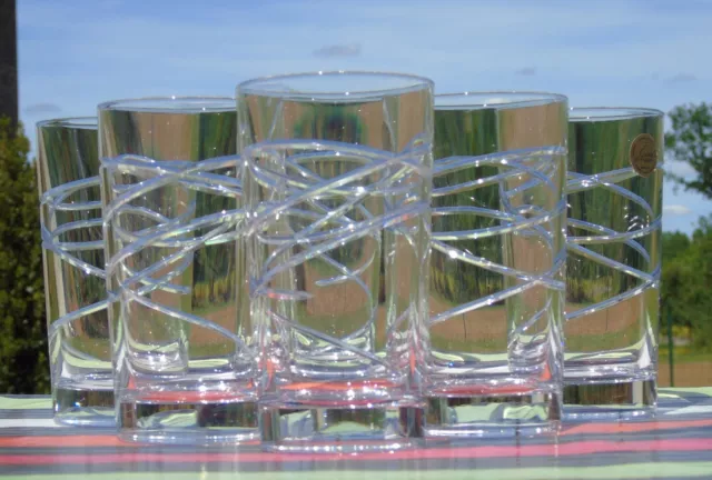 Service de 6 verres à orangeade en cristal d'Arques, modèle Lace