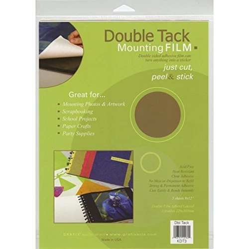 Película de montaje Grafix de doble tack 9 inX12 in 3/paquete