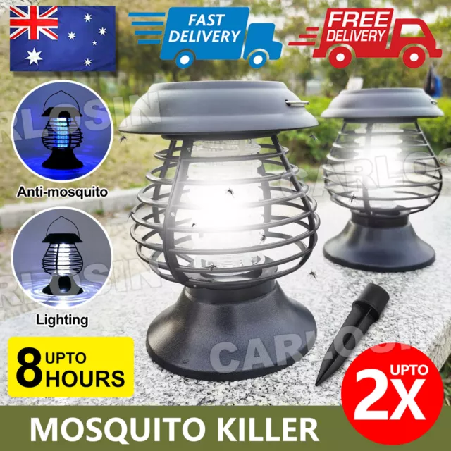 1/2x Solar Mosquito Killer Lamp Fly Trap Zapper Catcher Bug Insect Outdoor NEW