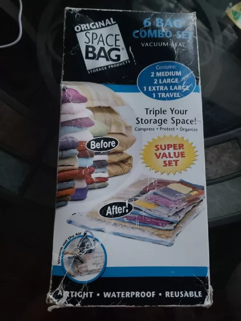 Ziploc Space Bag 6 Bag Value Pack Vacuum Seal And Roll Up Storage Bags NIB