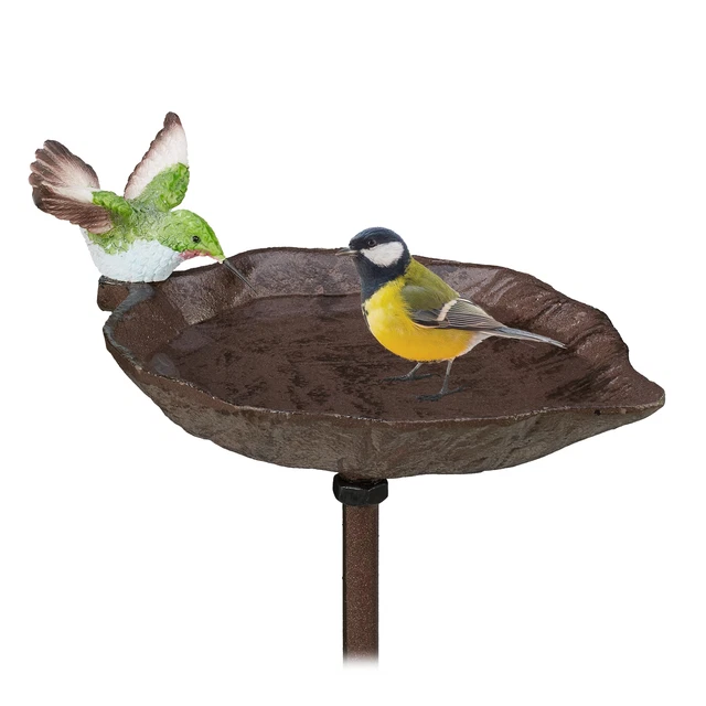 Vogeltränke Gusseisen mit Erdspieß Gartendekoration Wassertränke Wildvogel Bad