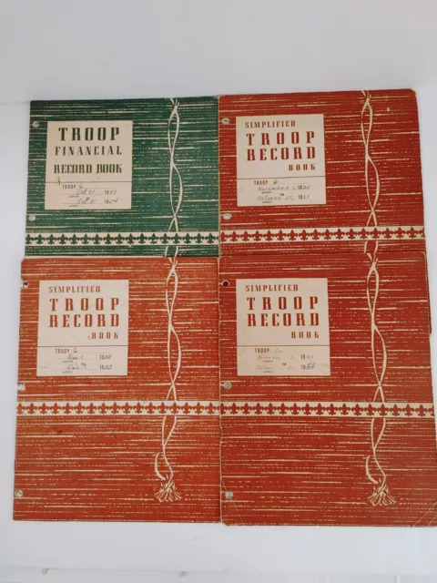 4 Vintage 1949 - 1953 Roanoke VA Boy Scouts of America Troop Record Books #18767