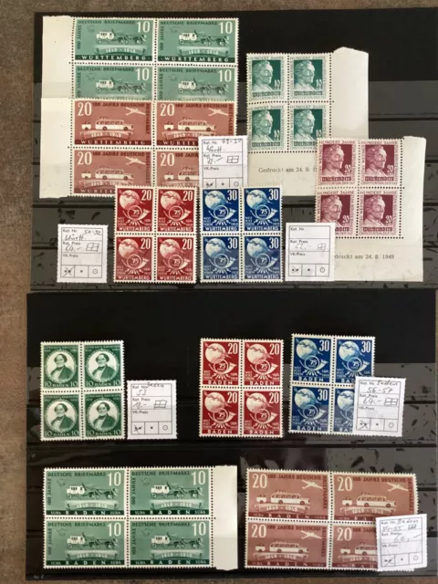 FRANZÖSISCHE ZONE 1948-1949 ** POSTFRISCH oft VIERERBLOCKS SAMMLUNG(W9109d