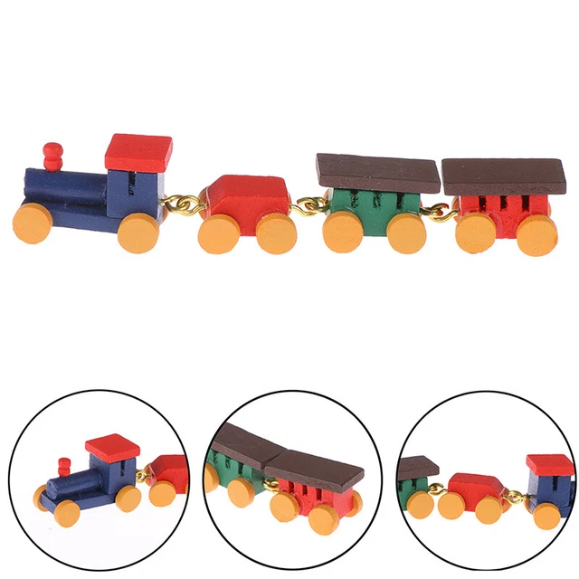 1Pc 1:12 Dollhouse Miniature Cute Wooden Train Doll House Decor Active Toys /q