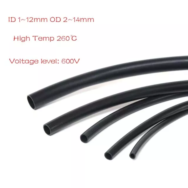 F46 Black PTFE Tube ID 1~12mm OD 2~14mm Pipe Hose 600V Tubing  High Temp 260℃