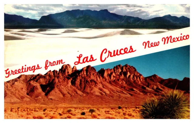 Las Cruces NM New Mexico Greetings From Multi View Banner Chrome Postcard