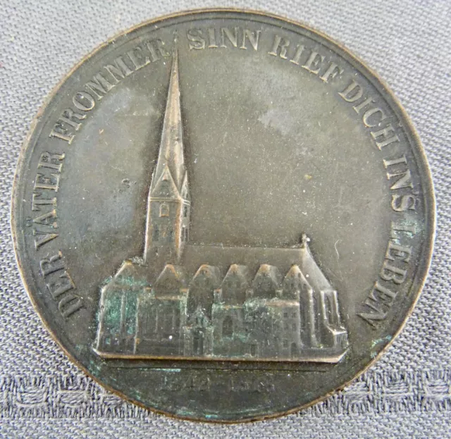 alte Medaille 1842 St.Petri Zerstörung aus Kupfer des Turms geprägt Hamburg