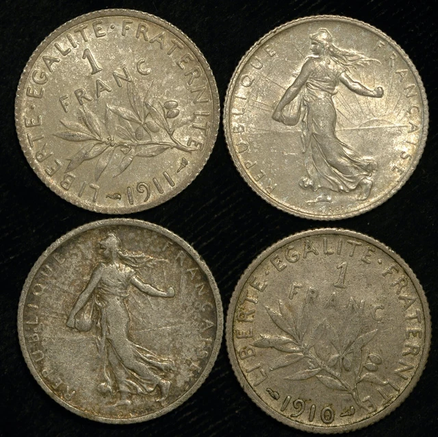 France Franc 1898 - 1918 KM#844 .835 Silver Choose Your Dates (T16)