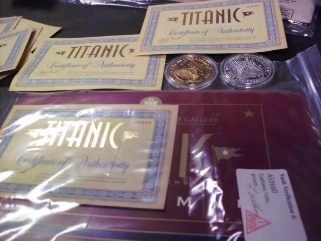 Titanic  2 Commemorative Coin 24K Plate Gold & Silver  Silverplate  Coa's & Map