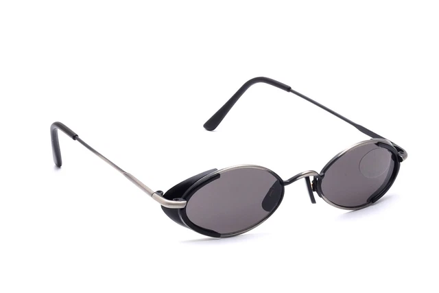 Ovale Sonnenbrille Antiksilber Schwarz Seitenschutz klein Tropical Herren Damen