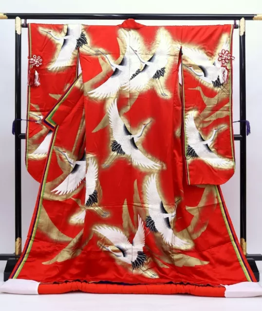 Japanese kimono, UCHIKAKE, Wedding Robe, Gold leaf,Full Embroidery, L6' ..3337