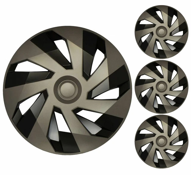 4 x Graphite Grey Wheel Trims Hub Caps 15" fits Citroen C1 C2 C3 C4 Saxo