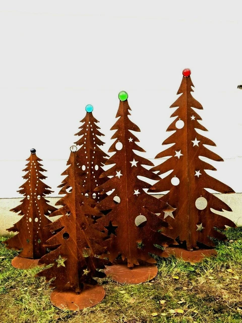 Zen Man Edelrost Weihnachtsbaum-Dekoration – 115 Cm Hoch, Mit Glaskugeln, Dunkelblau