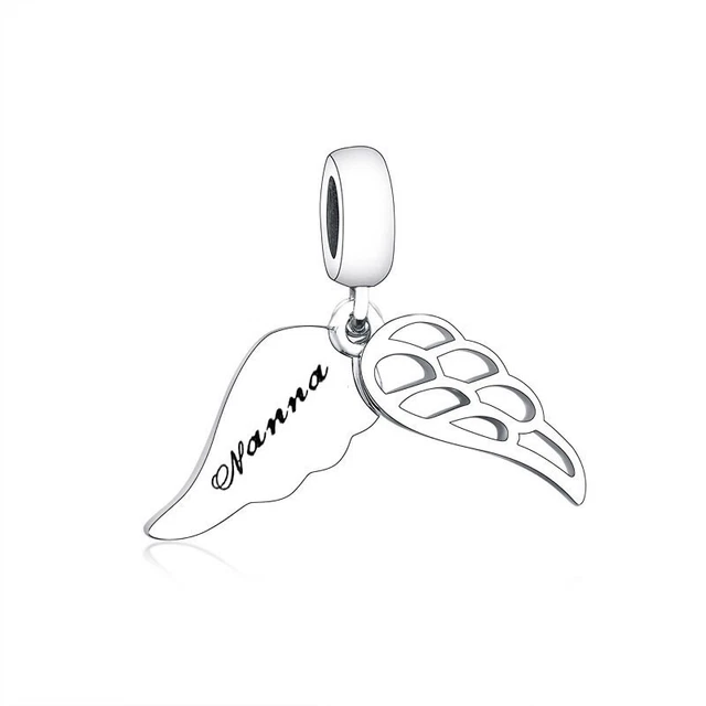 Nanna Angel Wings Charm Guardian Angel Memorial RIP Gran Sterling Silver 925