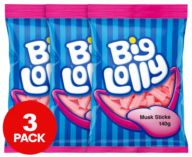 3 x Big Lolly Musk Sticks 140g-FREE DELIVERY