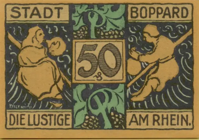 4019: Notgeld 50 Pfennig Stadt Boppard Die Lustige am Rhein 1921