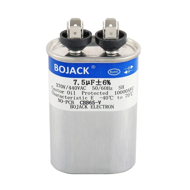 7.5 uF ±6% 7.5 MFD 370V/440V CBB65 Oval Run Start Capacitor for AC