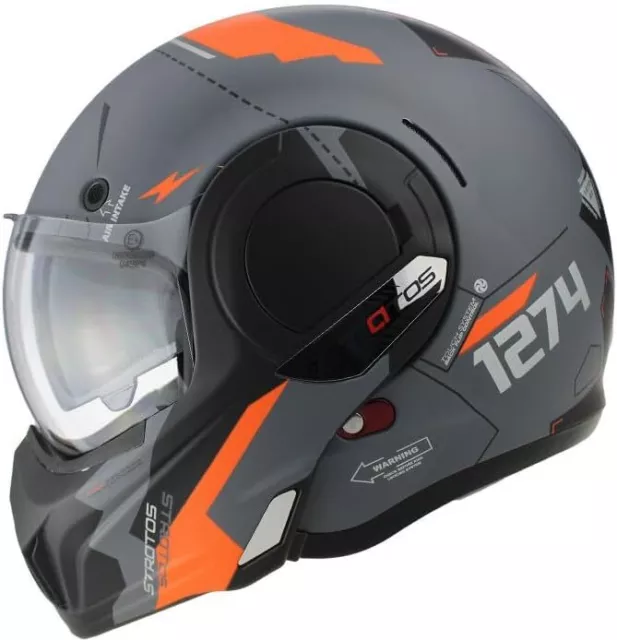 Viper F242 Flip Over Front 180° Full Face Motorcycle Helmet Matt Grey Orange