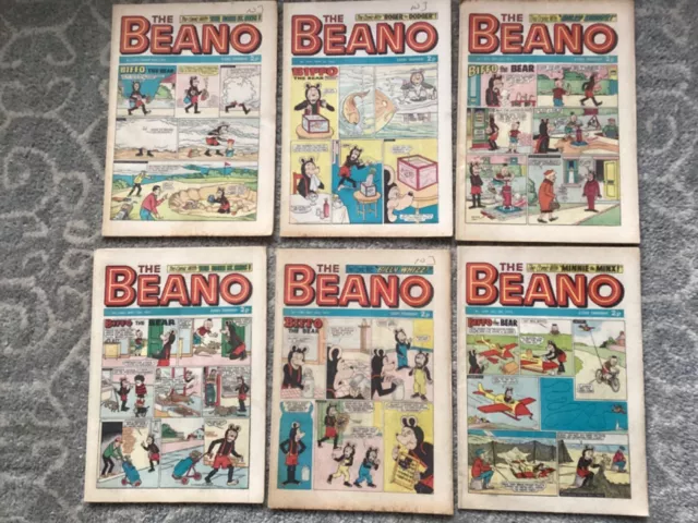 6 x Beano Comics From August-October 1973 1623-1629 Vgc