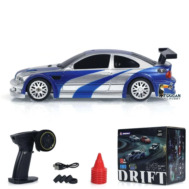 ToucanRC 1/43 Scale Ready-to-Go 4WD Drift RC Car - Remote Control Racer With Lights, Hobby Grade