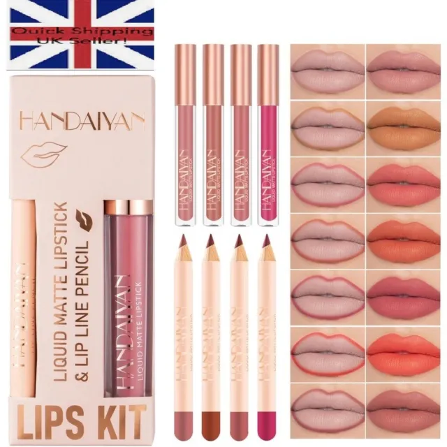 Non-Stick Lip Gloss LipLiner Combo Set Matte Velvet Lipstick Waterproof Pigment