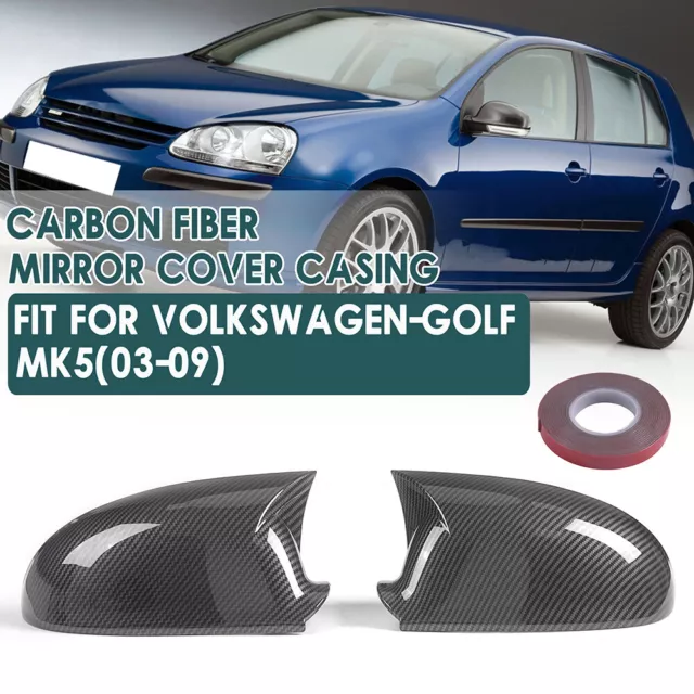 For 2003 09 Vw Golf Gti Jetta Mk5 Carbon Fiber Black Side Wing Mirror
