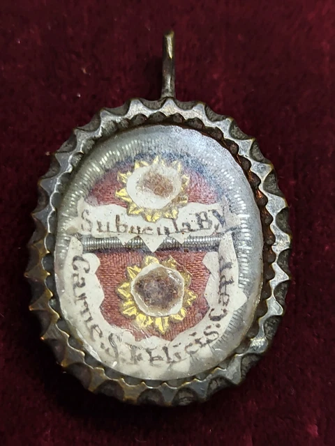 RELIQUIA RELIQUIARIO DOPPIO Veste Vergine Maria Ex Sangue San Felice ...