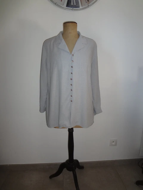 Chemise boutonnée à manches longues et rayures bleues John Blair pour