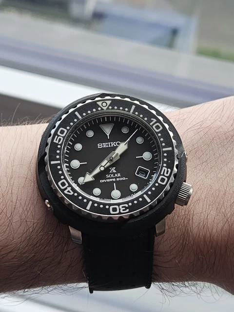 SEIKO PROSPEX SOLAR Tuna SNE497 Black Quartz Divers Watch