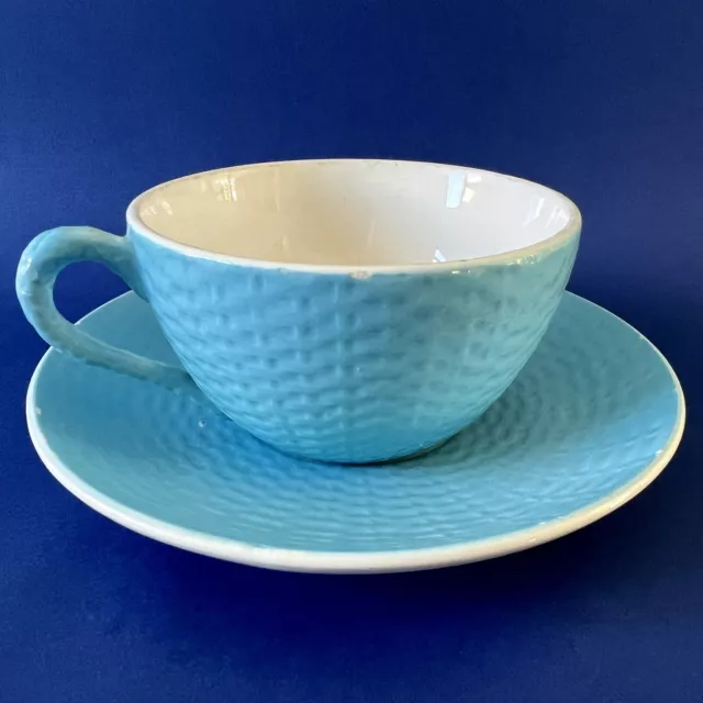 Digoin Sarreguemines grande tasse bleue déjeuner thé café - faïence vintage