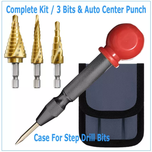 TITANIUM Step Drill Bit Set Unibit Industrial Reamer reaming 28 SIZES 3mm - 20mm 2