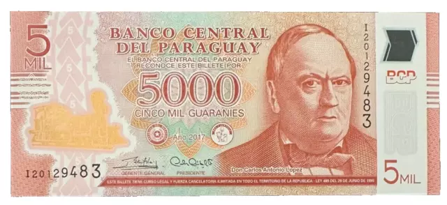 Paraguay 5000 Guaranies Guaraníes 2017 UNC Polymer