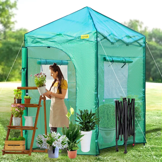 VEVOR SERRE DE Jardin Acier Tente Abri Plantes Couverture PE 1,2x1,8x2