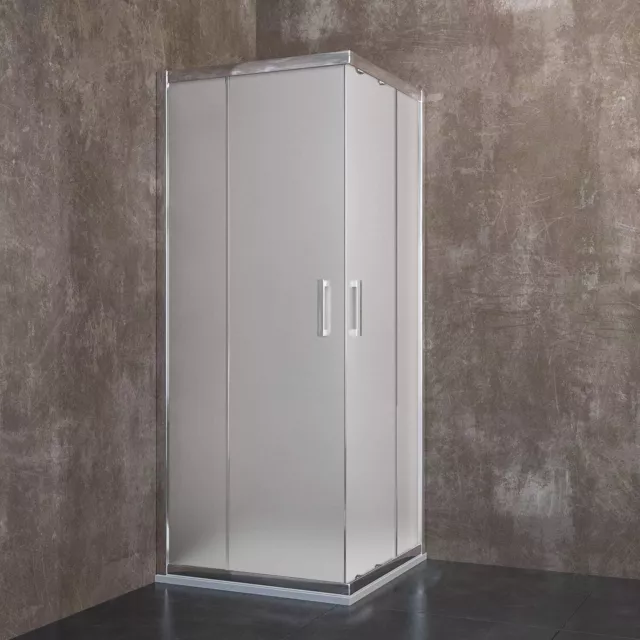 Box doccia quadrato cabina porte scorrevoli ante in cristallo satinato 195 cm