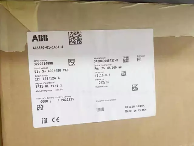 1PC New ABB ACS580-01-145A-4 Inverter ACS58001145A4 75Kw Expedited Shipping