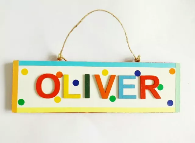 Lunares Coloridos Dormitorio Puerta Letrero Nombre Personalizado Placa Decoración Niños Regalo