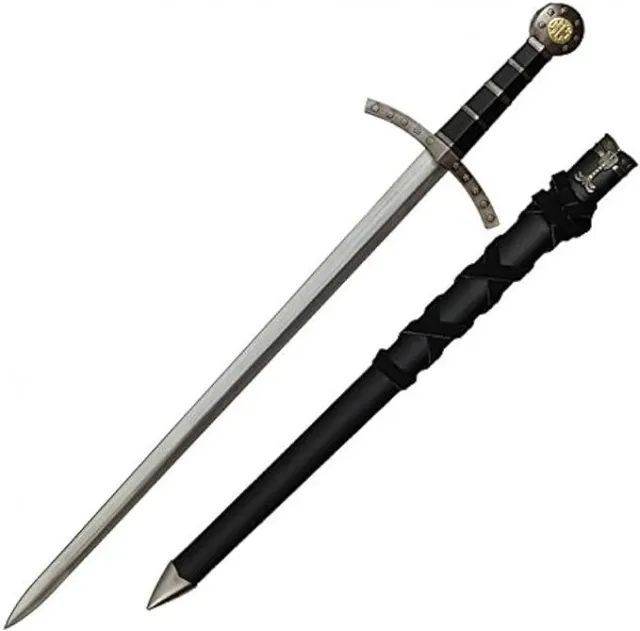 23" Middle Ages Black Broad Sword Style Dagger & Matching Scabbard