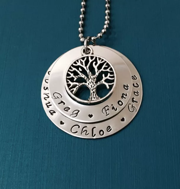 hand stamped tree of life necklace Personalised Name Pendant Free  Express Post