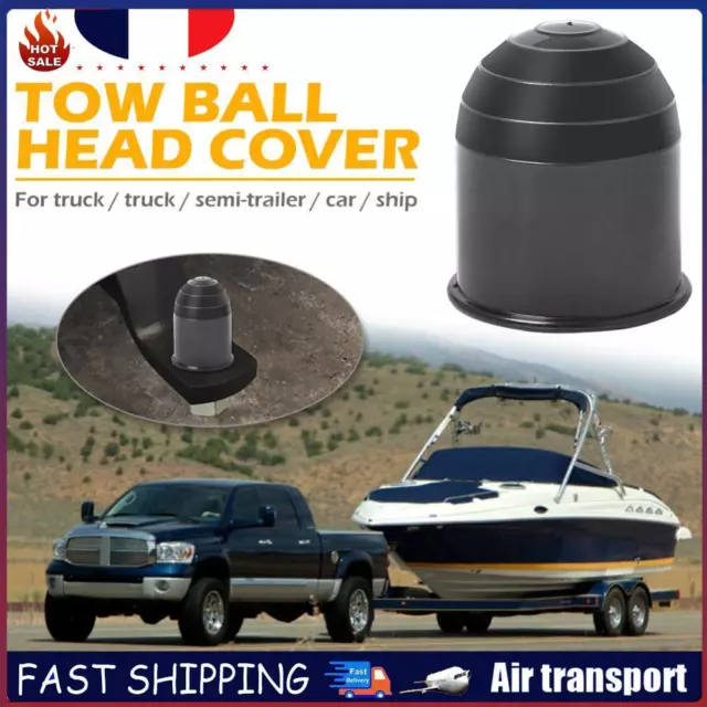 50mm Auto Tow Bar Ball Cover Cap Hitch Caravan Trailer Universal (Black) FR