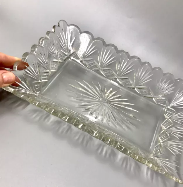 Antik prächtig Schale Glasschale Kristallglas Ananas-Schliff geschnitten um 1870