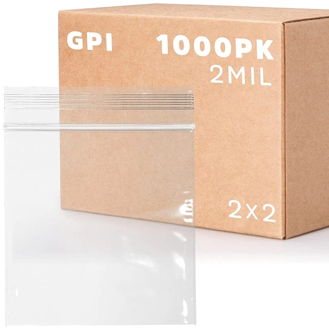 Clear Plastic RECLOSABLE Zip Bags - Bulk  Case of 1000 2" X 2" 2 Mil Thick S