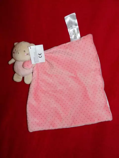 Doudou Peluche SHIMA Chat Rose Mouchoir  A Pois Neuf