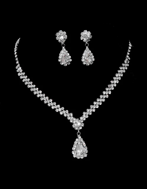 Set gioielli collana orecchini collier orecchini gocce sposa argento/chiaro