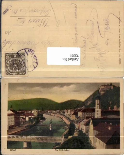 73554;Graz Die 3 Brücken Schöne AK 1918