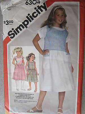 6304 Vintage Simplicity Cucito Motivo Ragazze' Gonna Top Pullover Blusa 7-14 Oop