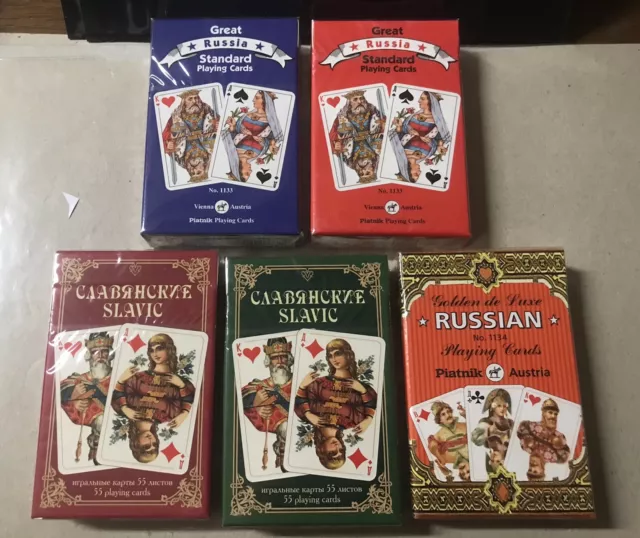 5x Russian / Slavic  - 55 Playing Cards - Piatnik /Austria /New!